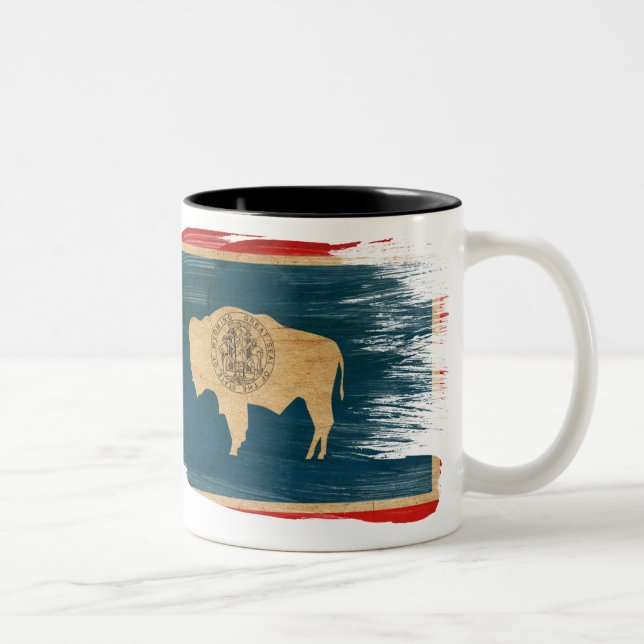 Café Em Dois Tons Caneca da bandeira de Wyoming (Direita)