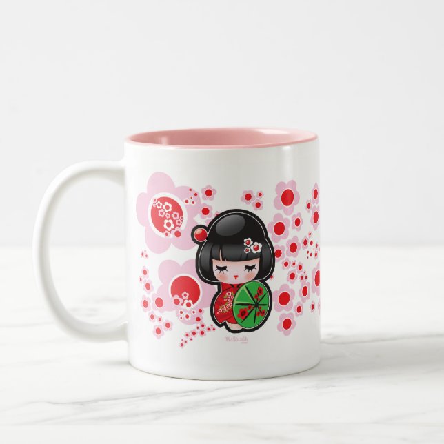 Café Em Dois Tons Caneca da boneca de Kawaii do japonês (Esquerda)