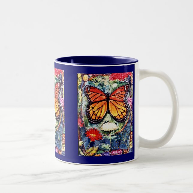 Café Em Dois Tons Caneca da borboleta de monarca de PMACarlson (Direita)