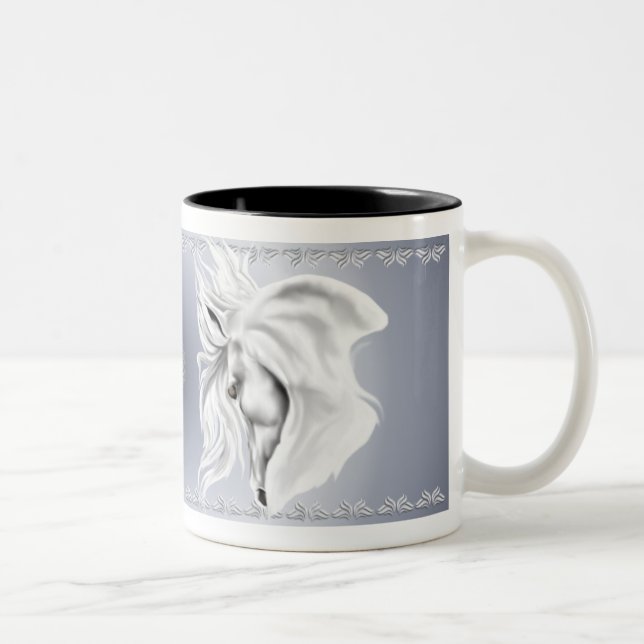Café Em Dois Tons Caneca da cabeça de cavalo branco (Direita)