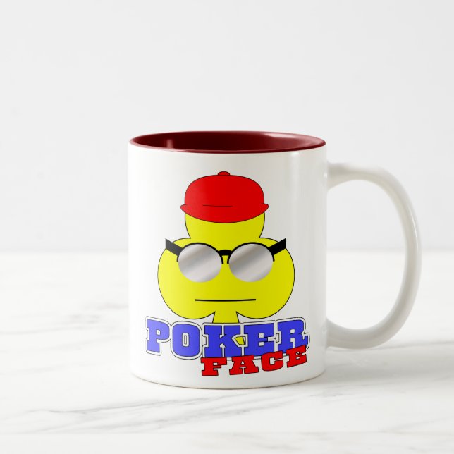 Café Em Dois Tons Caneca da cara de póquer (cara do clube) (Direita)