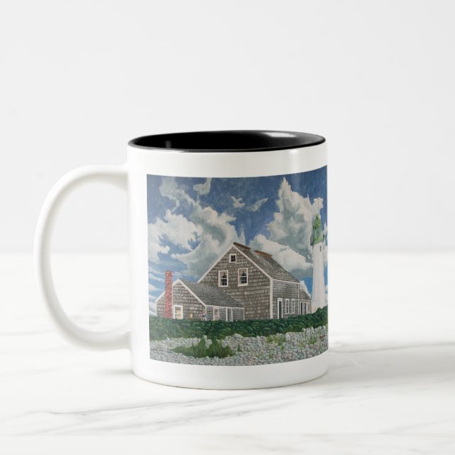 Café Em Dois Tons Caneca da Casa do Faroleiro de Scituate (Esquerda)