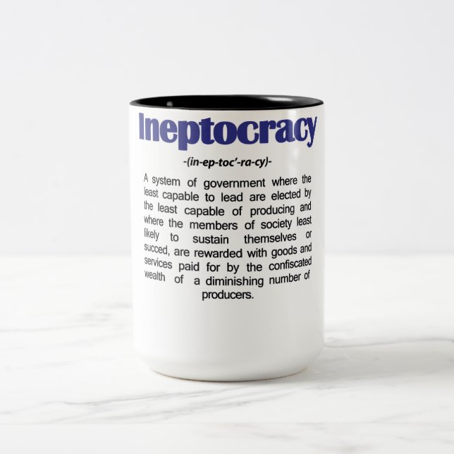 Café Em Dois Tons Caneca da definição de Ineptocracy (Centro)