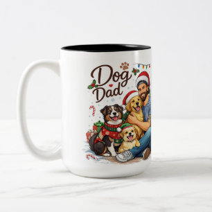 Café Em Dois Tons Caneca da Equipe de Natal do Pai de Cachorro - Caf