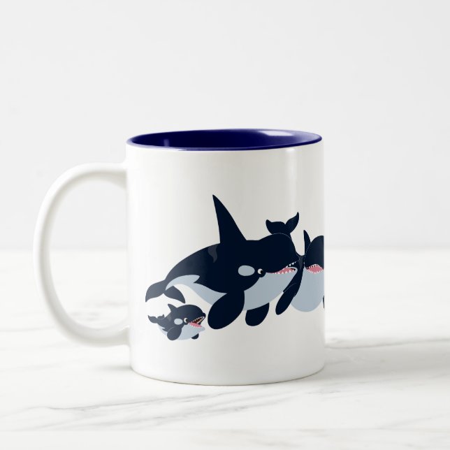 Café Em Dois Tons Caneca da Família Orca, de Cartoon (Esquerda)