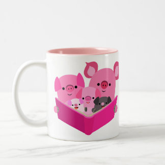 Café Em Dois Tons Caneca da Família Porco de Leitura