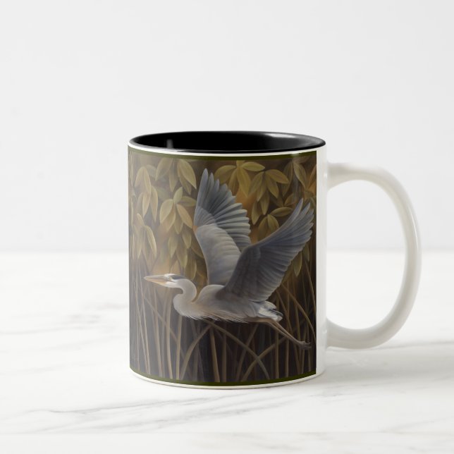 Café Em Dois Tons Caneca da garça-real de grande azul (Direita)