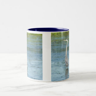 Café Em Dois Tons Caneca da garça-real de grande azul
