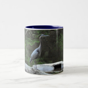 Café Em Dois Tons Caneca da garça-real de grande azul