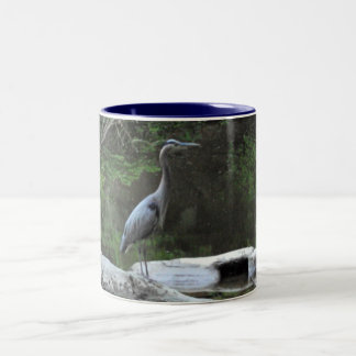 Café Em Dois Tons Caneca da garça-real de grande azul