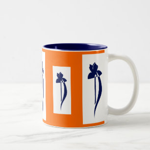 Café Em Dois Tons Caneca da íris de PRLimages OrangeNavy