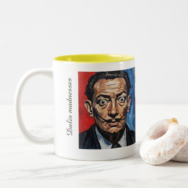 Café Em Dois Tons Caneca da loucura de Dalí (Com Donut)