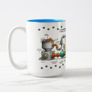 Café Em Dois Tons Caneca da Máquina de Montagem de Gatos Engraçados