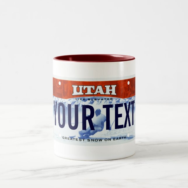 Café Em Dois Tons Caneca da matrícula do esqui de Utá (Centro)