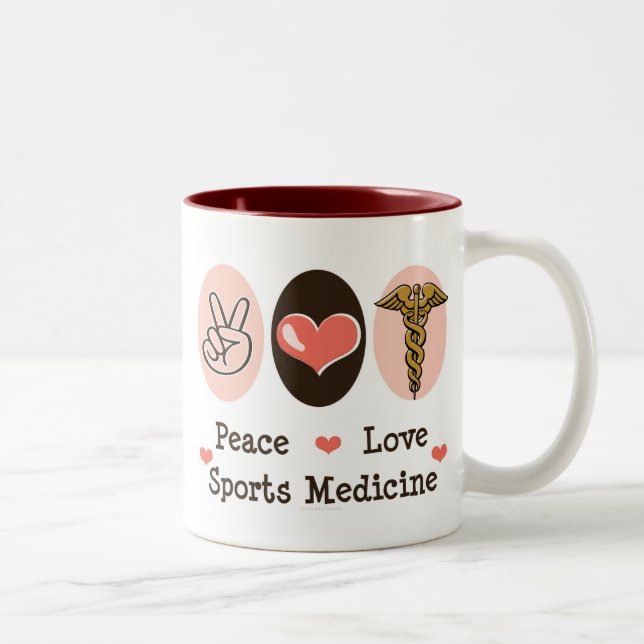Café Em Dois Tons Caneca da medicina de esportes do amor da paz (Direita)