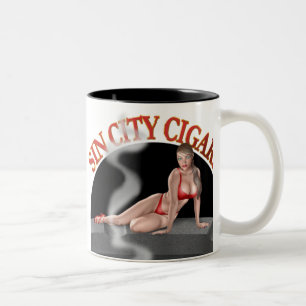 Café Em Dois Tons Caneca da menina biquini" dos charutos de Sin City