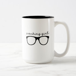 Café Em Dois Tons Caneca da menina de funcionamento