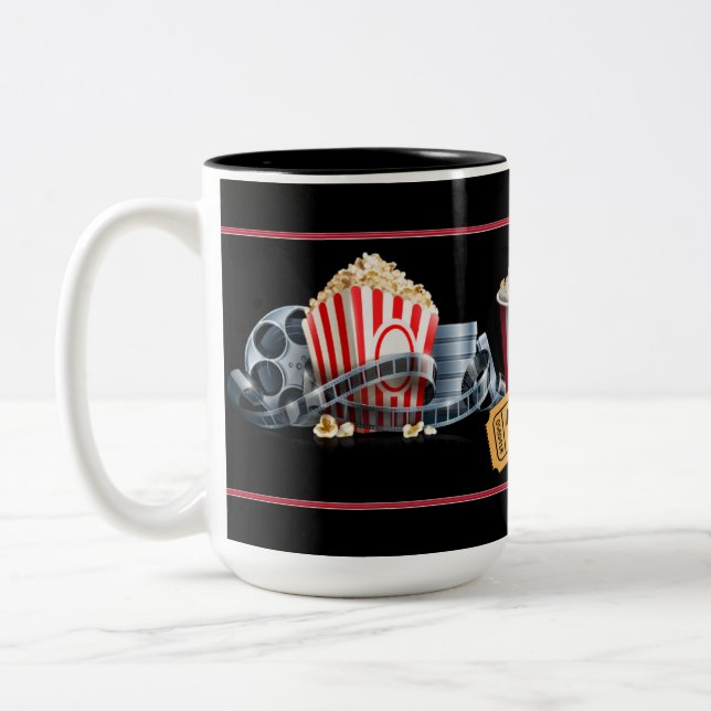 Café Em Dois Tons Caneca da pipoca da noite de cinema (Esquerda)