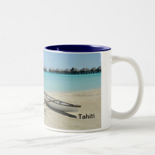 Café Em Dois Tons Caneca da praia de Tahiti Bora Bora