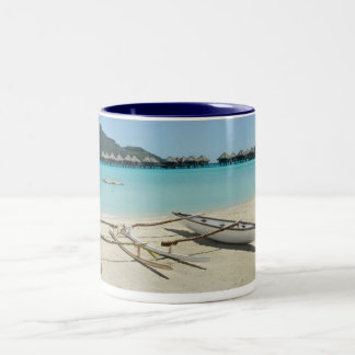 Café Em Dois Tons Caneca da praia de Tahiti Bora Bora