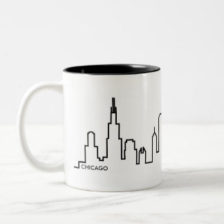 Café Em Dois Tons Caneca da skyline de Chicago