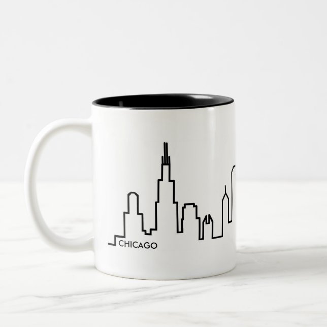Café Em Dois Tons Caneca da skyline de Chicago (Esquerda)