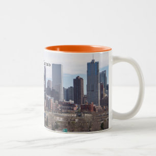 Café Em Dois Tons Caneca da skyline de Denver, Colorado