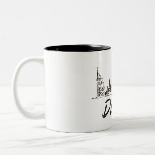 Café Em Dois Tons Caneca da skyline de Dubai