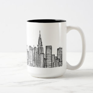Café Em Dois Tons Caneca da skyline de New York