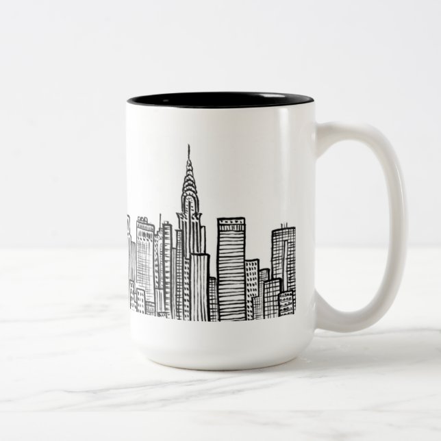 Café Em Dois Tons Caneca da skyline de New York (Direita)
