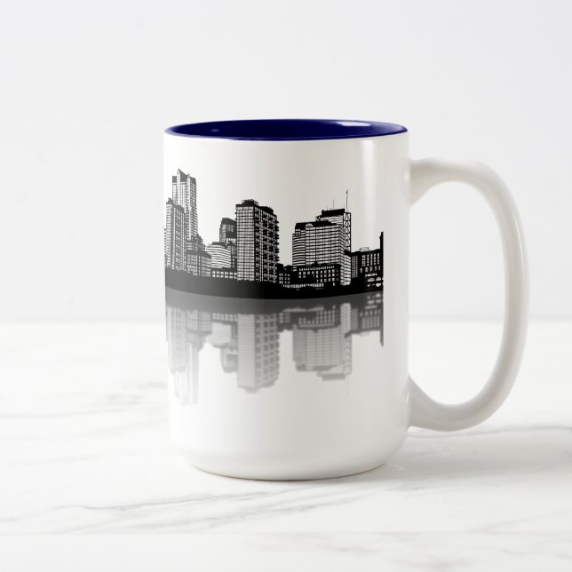 Café Em Dois Tons Caneca da skyline de St Louis (b/w) (Direita)