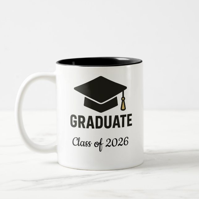 Café Em Dois Tons Caneca da Turma de Graduados de 2026 Cap & Tassel  (Esquerda)