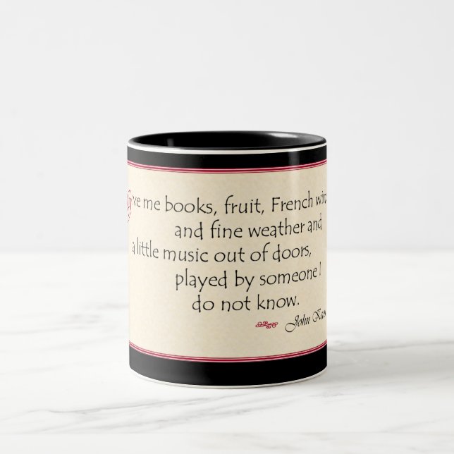 Café Em Dois Tons Caneca das citações do livro de John Keats (Centro)