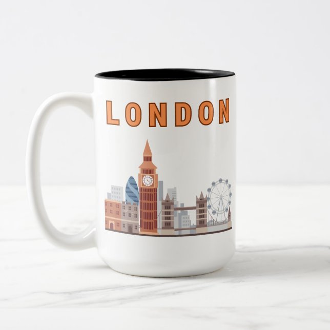 Café Em Dois Tons Caneca de 15 oz London Skyline Two Tone (Esquerda)