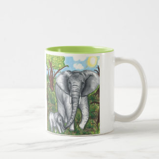 Café Em Dois Tons Caneca de 330ml dos Elefantes da Maddie (Branco/Ve