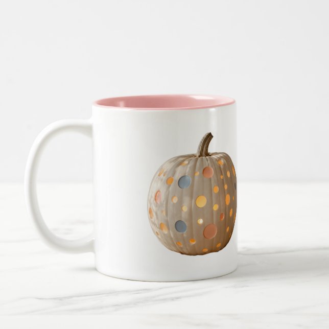 Café Em Dois Tons Caneca de Abóbora com Bolinhas Pastel (Esquerda)