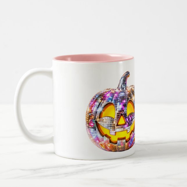 Café Em Dois Tons Caneca de Abóbora com Brilho de Bola de Disco (Esquerda)