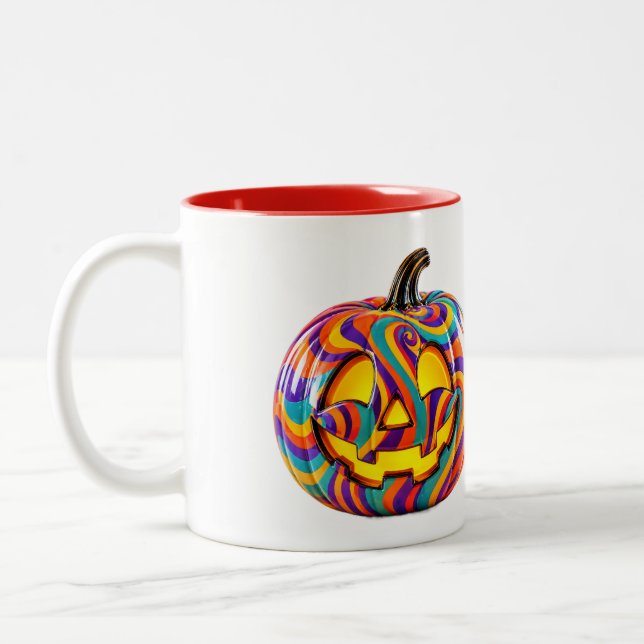 Café Em Dois Tons Caneca de Abóbora Psíquica (Esquerda)