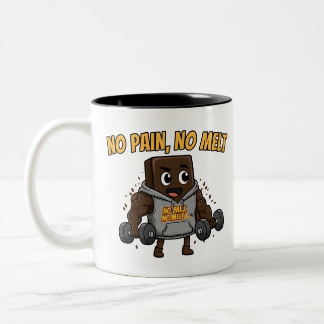 Café Em Dois Tons Caneca de Academia de Chocolate Engraçada "Sem Dor (Esquerda)