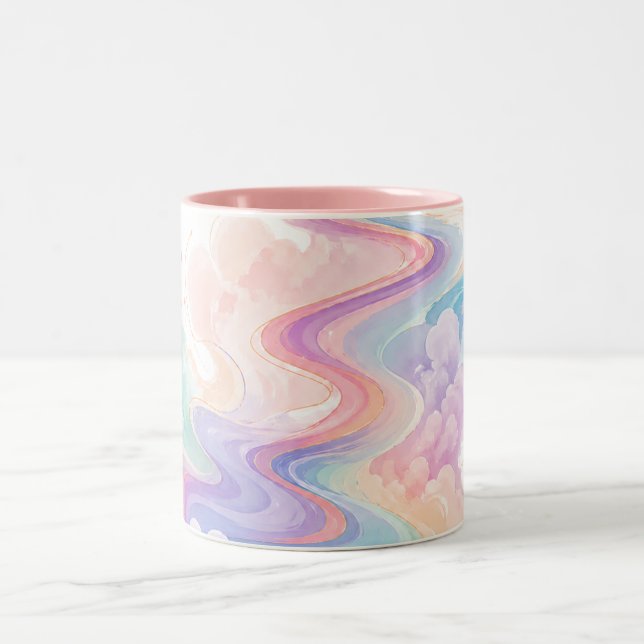 Café Em Dois Tons Caneca de Acen­to com Remoinho de Mármore Pastel (Centro)