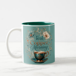 Café Em Dois Tons Caneca de Acento de Cobre Verde Claro da Manhã