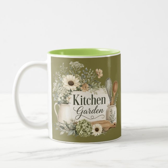 Café Em Dois Tons Caneca de Acento Jardim de Cozinha (Esquerda)