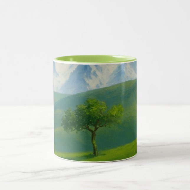 Café Em Dois Tons Caneca de Acréscimo da Árvore do Vale Verde (Centro)