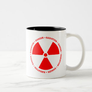 Café Em Dois Tons Caneca de advertência da radiação vermelha