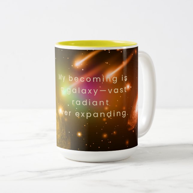 Café Em Dois Tons Caneca de Afirmação da Galáxia – Radiante e Sempre (Frente Esquerda)