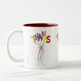 Café Em Dois Tons Caneca de Agradecimento "Obrigado" Escrito com Bal