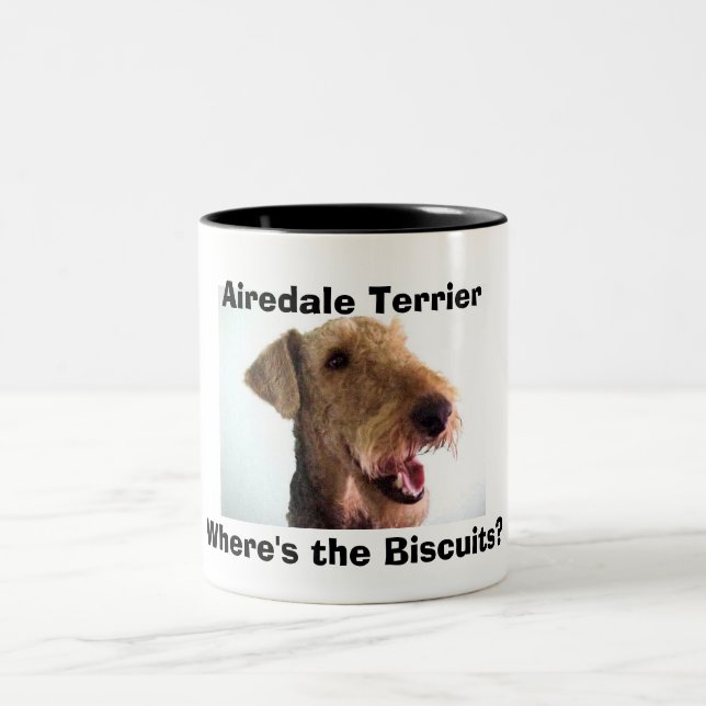 Café Em Dois Tons Caneca de Airedale Terrier (Centro)