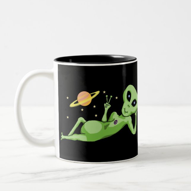 Café Em Dois Tons Caneca de Alien Espacial da Paz (Esquerda)