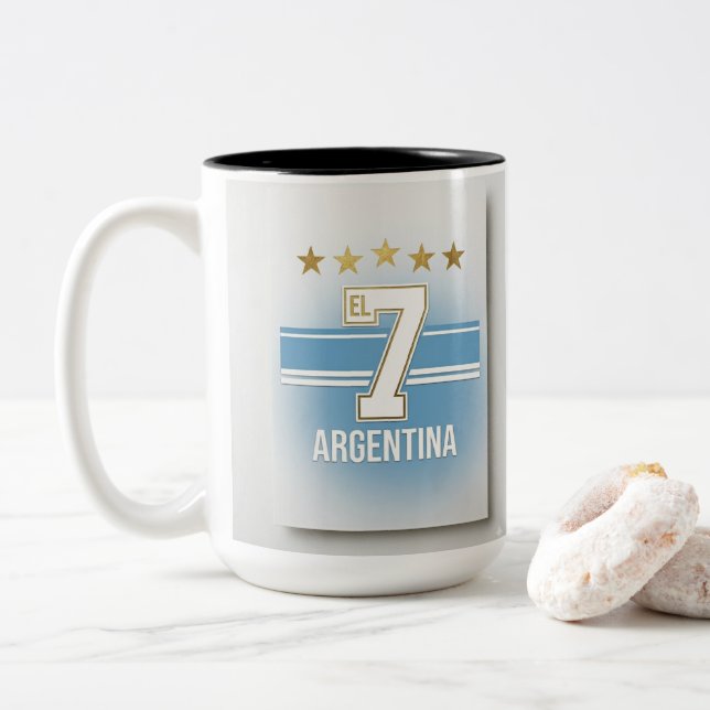 Café Em Dois Tons Caneca de Amante de Futebol – Design de Futebol El (Com Donut)