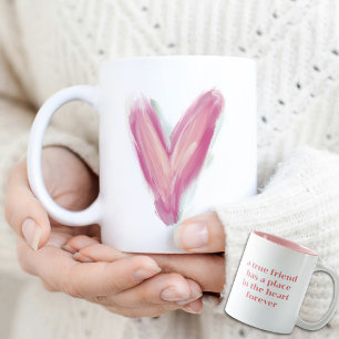 Café Em Dois Tons Caneca de Amizade Coração Rosa Abstrato Caprichoso